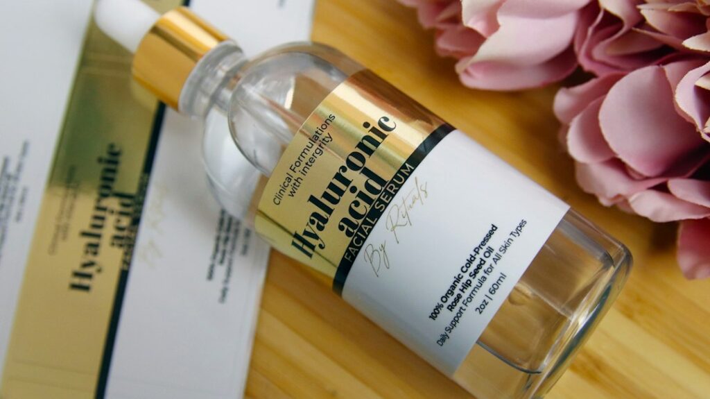 Gold brand label on a cosmetic jar, private label packaging