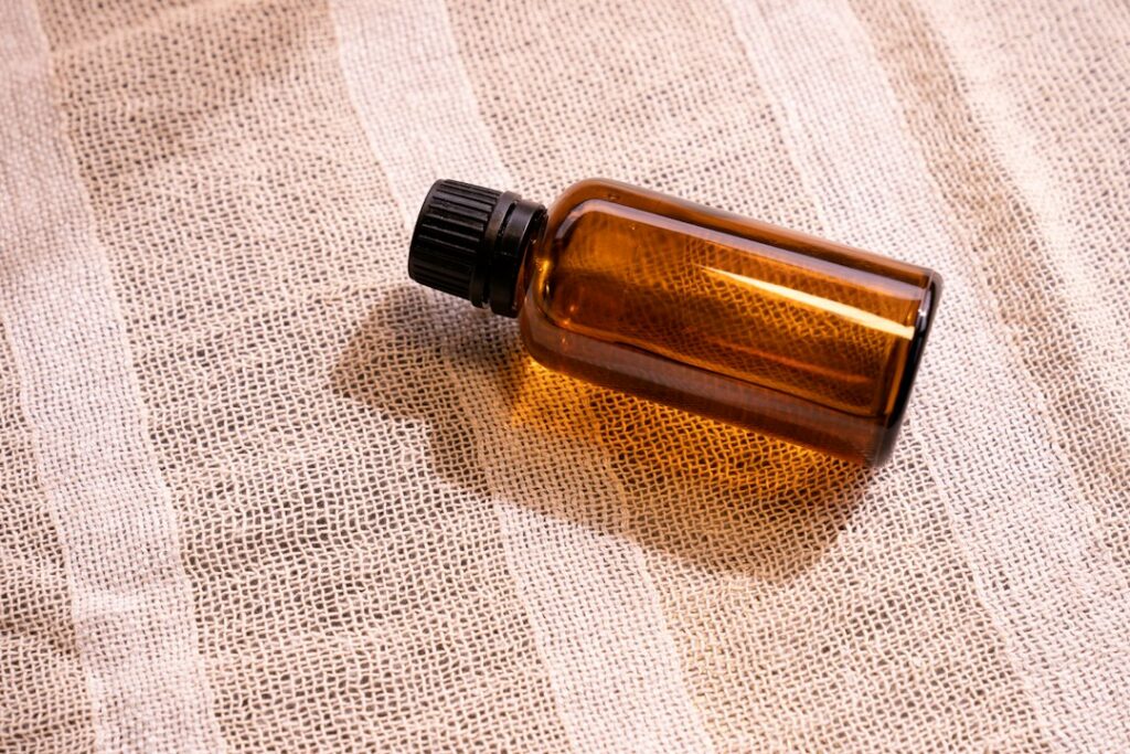 Amber glass perfume oil bottles with droppers